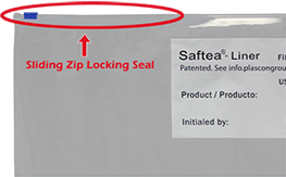 Saftea Liner close up of sliding zip locking top_large_circle_300px