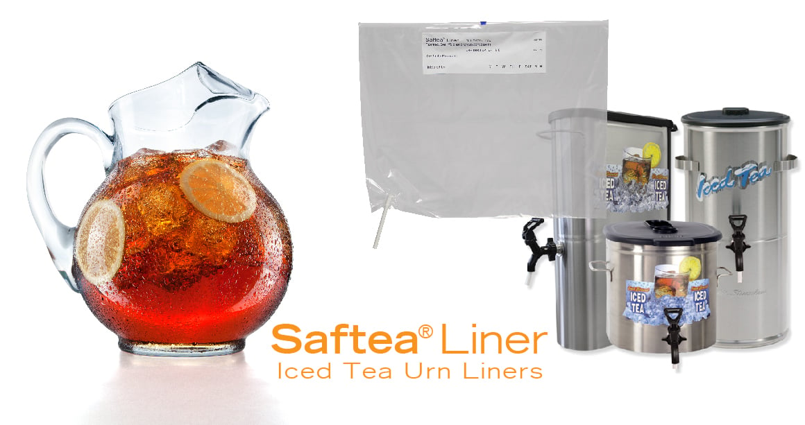 Saftea Liner shown with pitcher of iced tea and urns