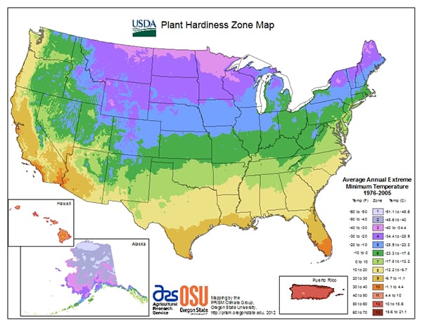 USDA Hardiness Zone Map