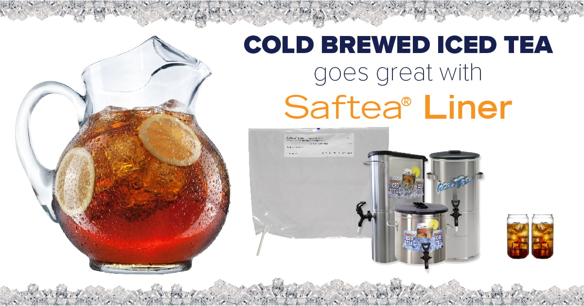 cold brewed iced tea and Saftea Liner