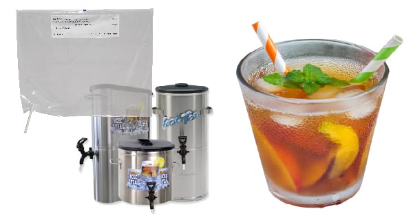 Saftea® Liner iced tea urn liner with glass of iced tea