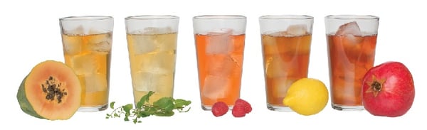 Iced beverages in glasses
