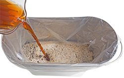 tea pour into liner and urn